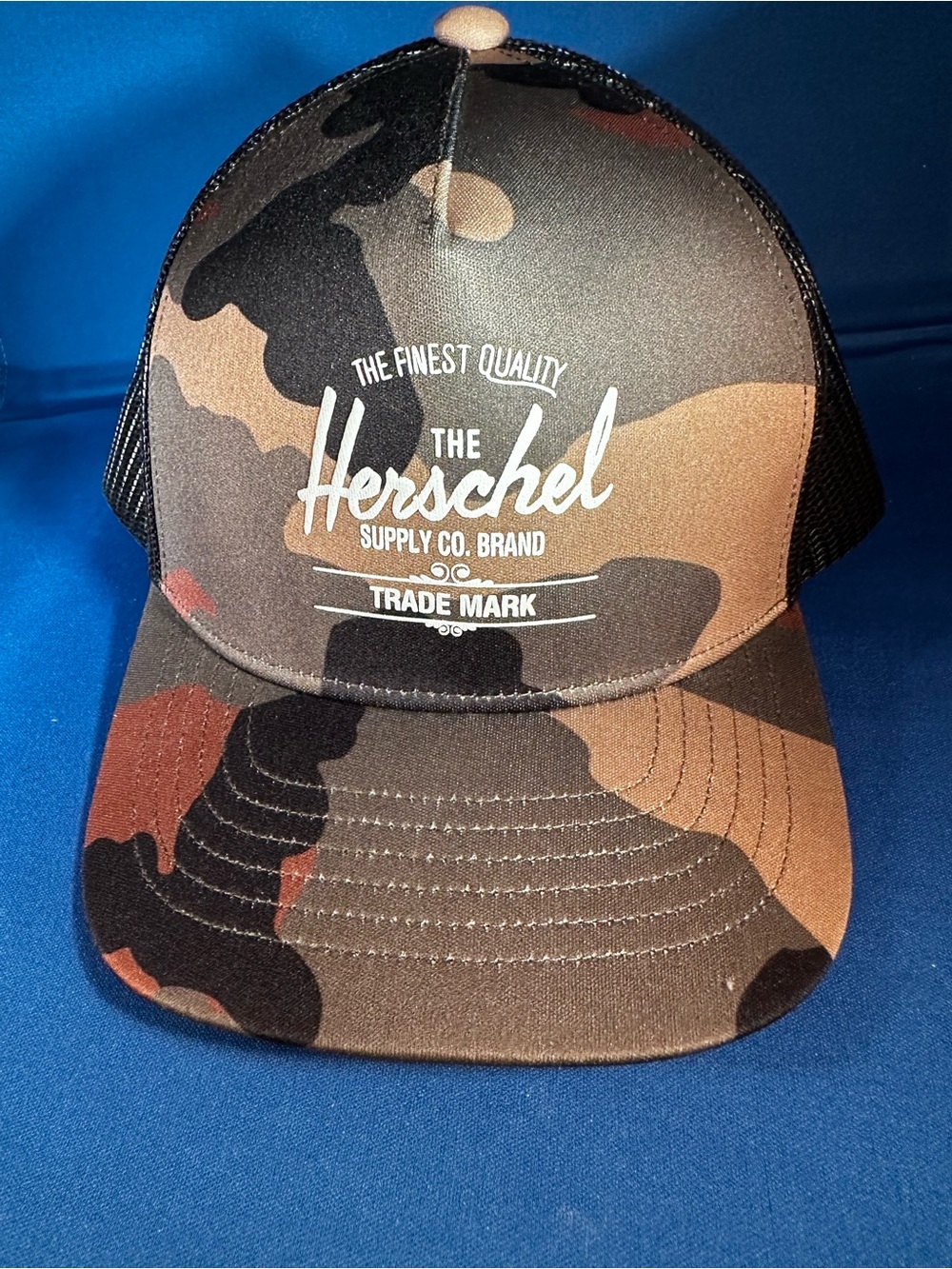Herschel Supply Co Camo Trucker Hat Mesh Snapback Cap Brown Black Adjustable